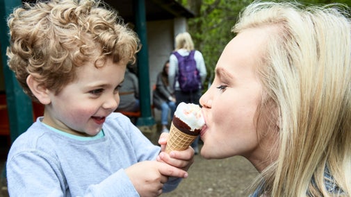 Visitors enjoying ice cream at Sheffield Park and Garden, East Sussex